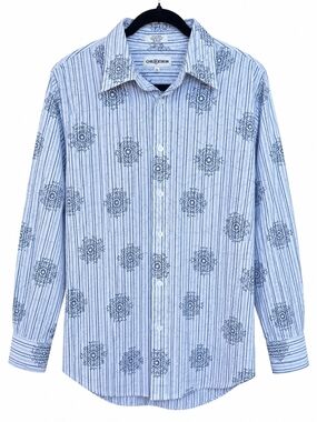 Chereskin Men’s XL Blue Medallion Stripe Long Sleeve Button Down Shirt